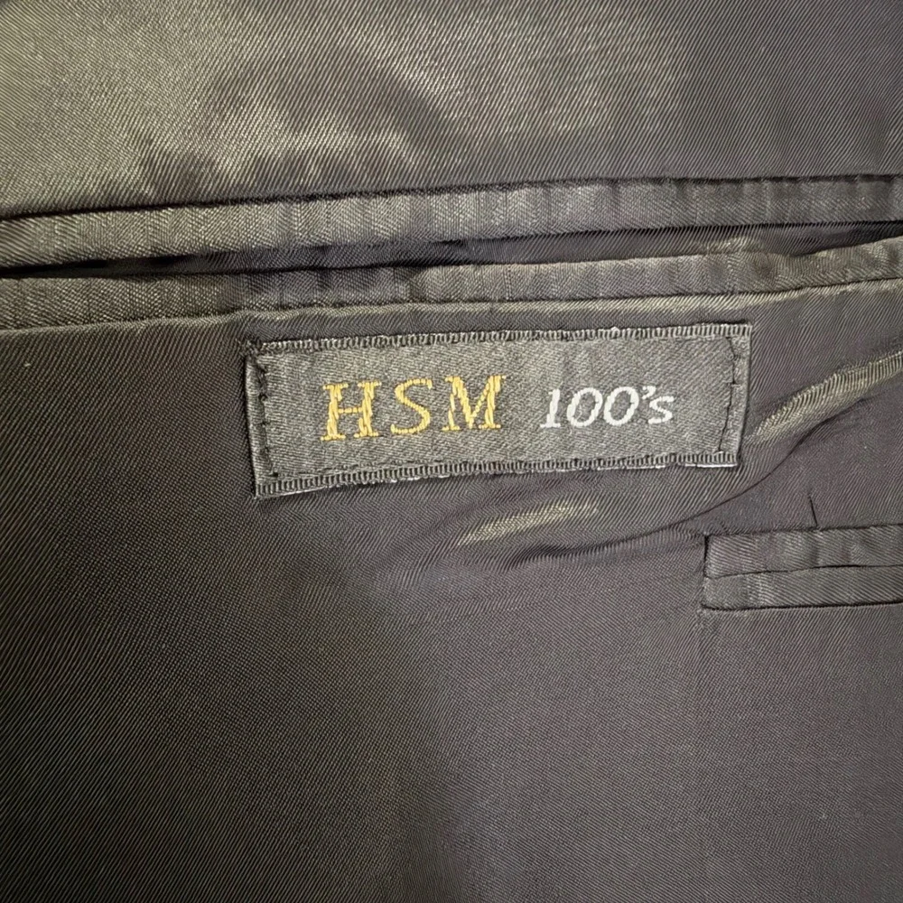 Hart Schaffner Marx Gold Trumpeter Blazer Mens 48R Charcoal Gray 100s Wool USA